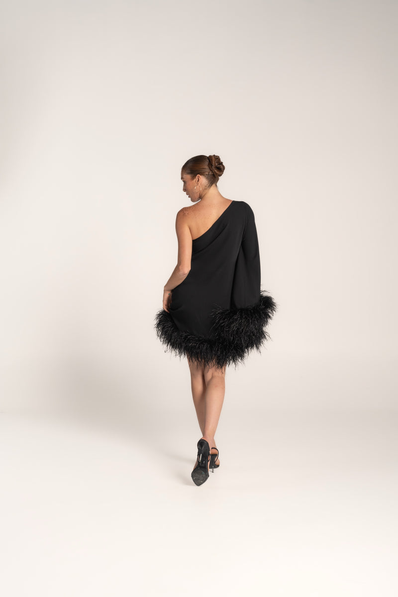 venus little black dress VENUS V-Neck Side Wrap Mini Dress | Jet Black